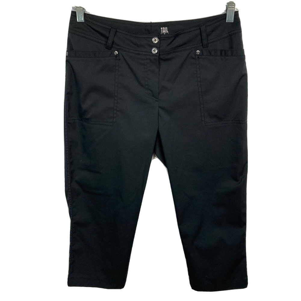 Tail Pants Womens Sz 6 Black Stretch Golf Crop Capri Pockets Tennis